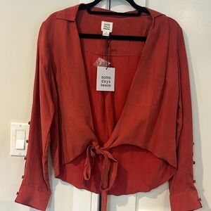 some days lovin Downtown Tie Front Shirt NWT Size XS